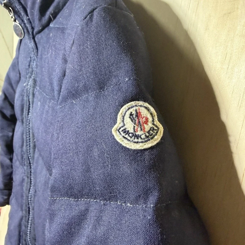 Moncler Kids Girls Puffer Coat Size 5 Navy Blue Hooded Down Jacket